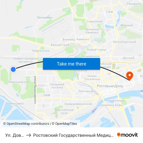 Ул. Доватора to Ростовский Государственный Медицинский Университет map