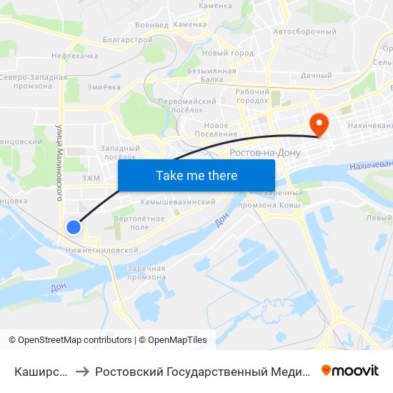 Каширская Ул. to Ростовский Государственный Медицинский Университет map