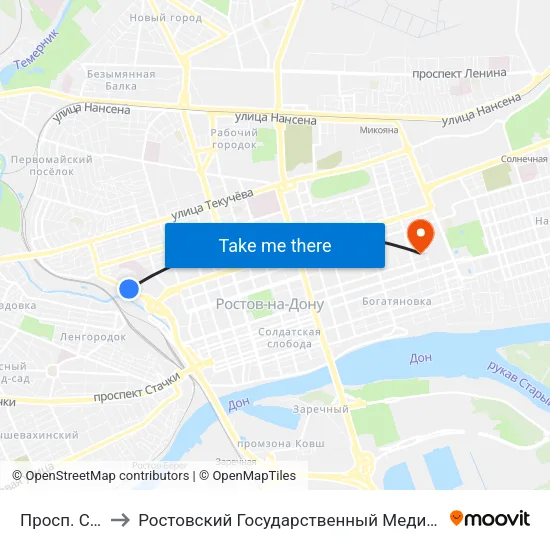 Просп. Сиверса to Ростовский Государственный Медицинский Университет map