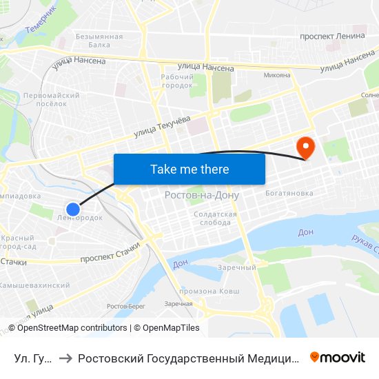 Ул. Гусева to Ростовский Государственный Медицинский Университет map