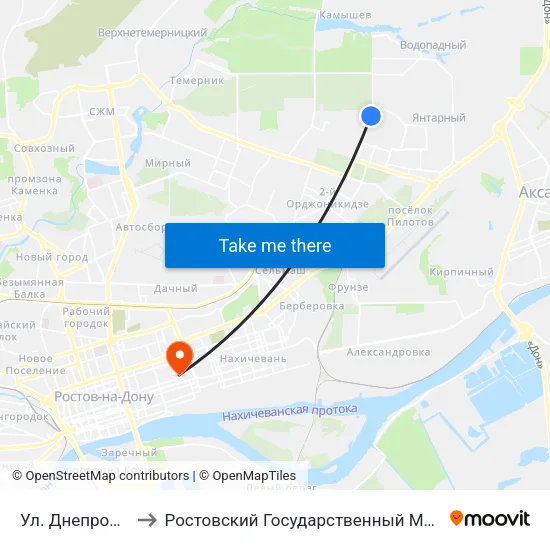 Ул. Днепропетровская to Ростовский Государственный Медицинский Университет map