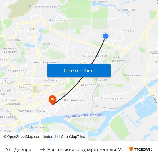 Ул. Днепропетровская to Ростовский Государственный Медицинский Университет map
