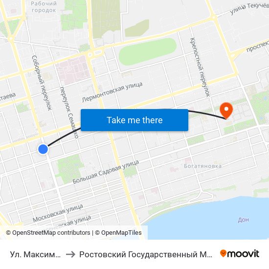 Ул. Максима Горького to Ростовский Государственный Медицинский Университет map