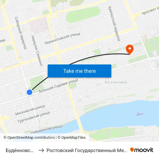 Будённовский Просп. to Ростовский Государственный Медицинский Университет map