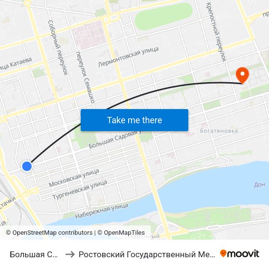 Большая Садовая Ул. to Ростовский Государственный Медицинский Университет map