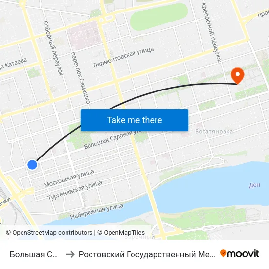 Большая Садовая Ул. to Ростовский Государственный Медицинский Университет map