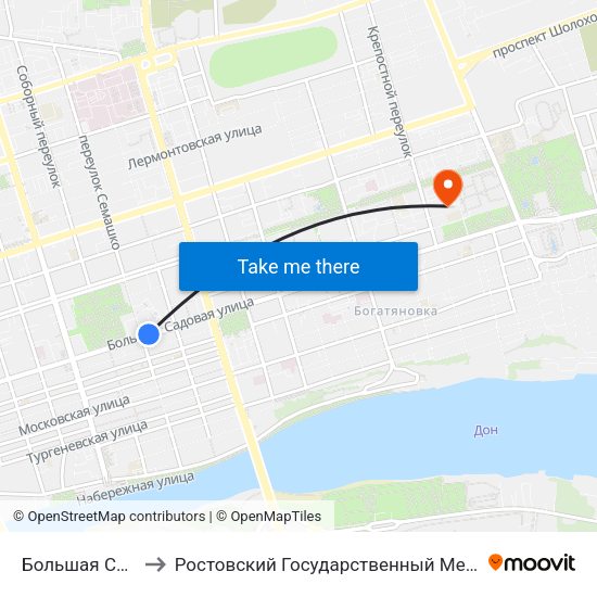 Большая Садовая Ул. to Ростовский Государственный Медицинский Университет map