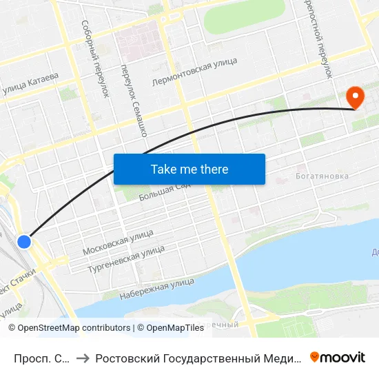 Просп. Сиверса to Ростовский Государственный Медицинский Университет map