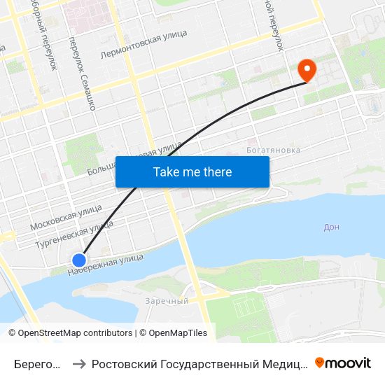 Береговая Ул. to Ростовский Государственный Медицинский Университет map