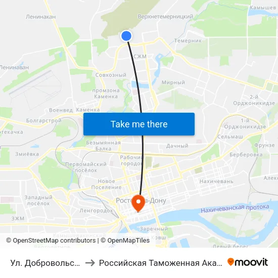 Ул. Добровольского to Российская Таможенная Академия map
