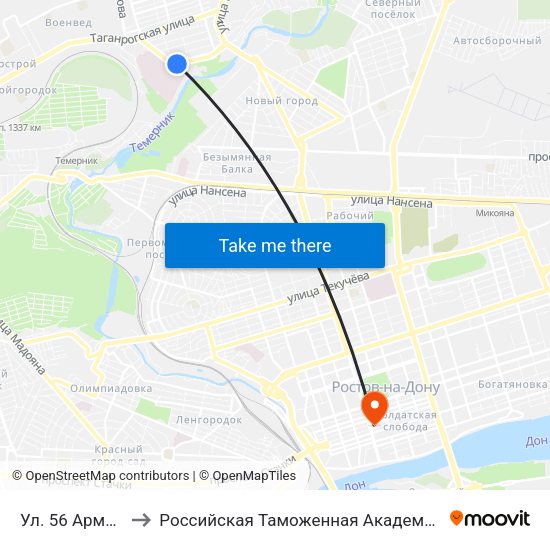 Ул. 56 Армии to Российская Таможенная Академия map
