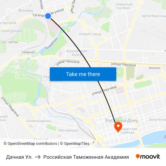 Дачная Ул. to Российская Таможенная Академия map