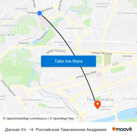 Дачная Ул. to Российская Таможенная Академия map