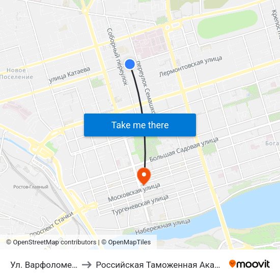 Ул. Варфоломеева to Российская Таможенная Академия map