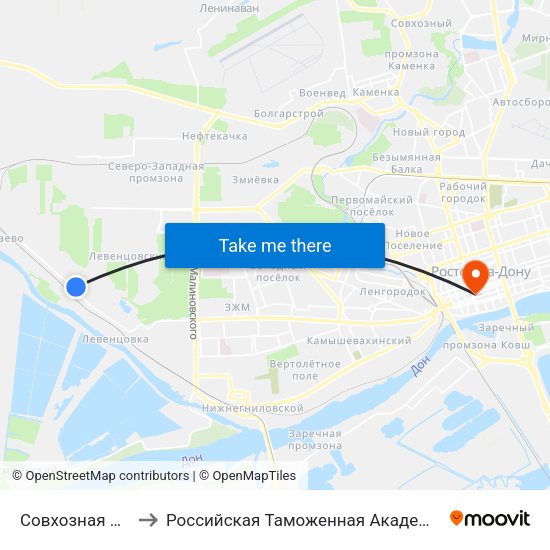 Совхозная Ул. to Российская Таможенная Академия map