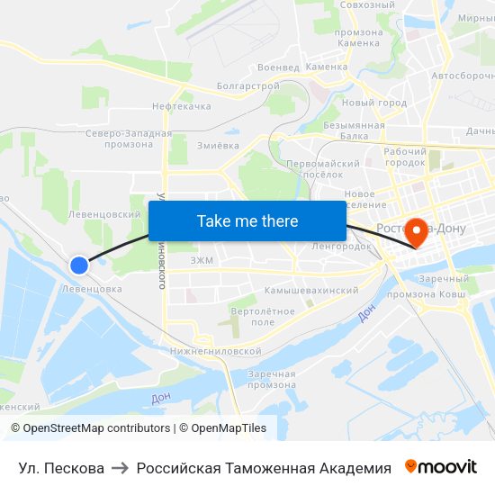 Ул. Пескова to Российская Таможенная Академия map