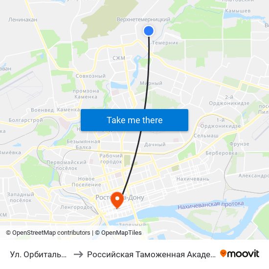 Ул. Орбитальная to Российская Таможенная Академия map