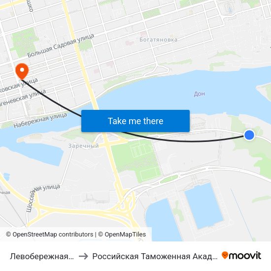 Левобережная Ул. to Российская Таможенная Академия map