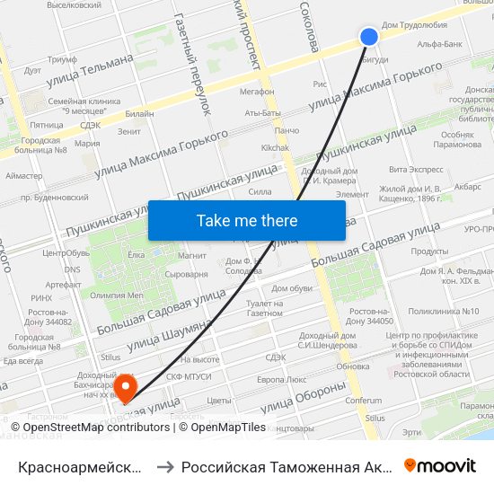 Красноармейская Ул. to Российская Таможенная Академия map
