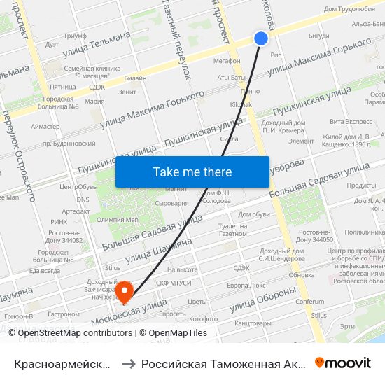 Красноармейская Ул. to Российская Таможенная Академия map