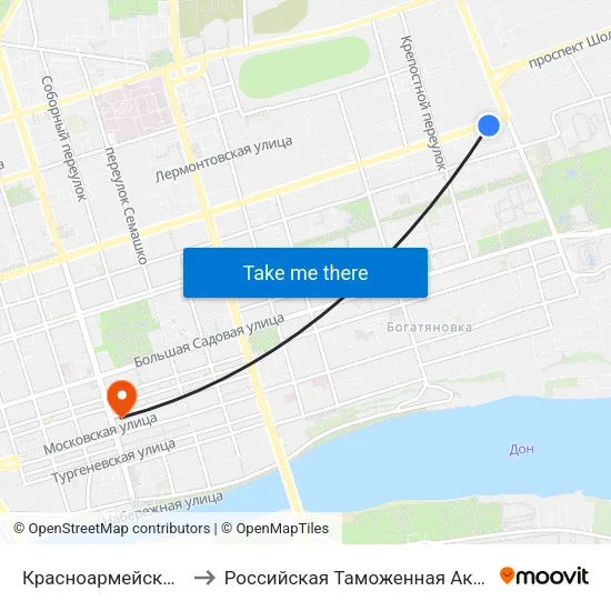 Красноармейская Ул. to Российская Таможенная Академия map