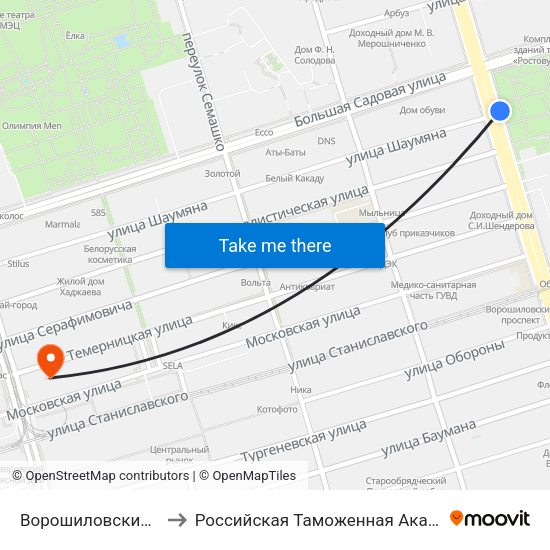 Ворошиловский Пр. to Российская Таможенная Академия map