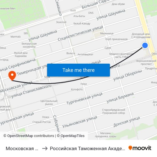 Московская Ул. to Российская Таможенная Академия map