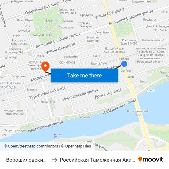 Ворошиловский Пр. to Российская Таможенная Академия map