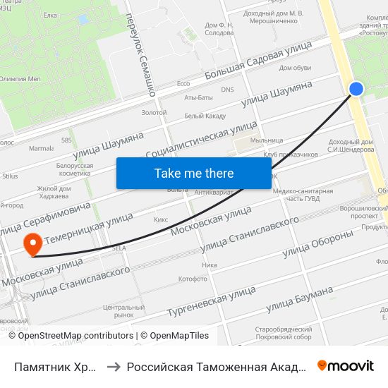 Памятник Храму to Российская Таможенная Академия map