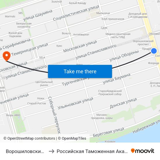Ворошиловский Пр. to Российская Таможенная Академия map