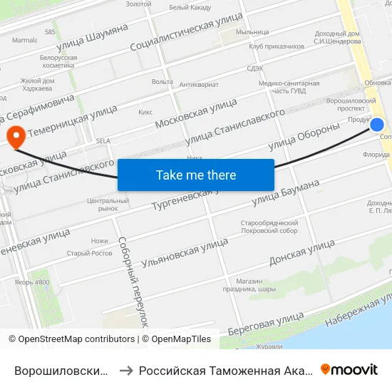 Ворошиловский Пр. to Российская Таможенная Академия map