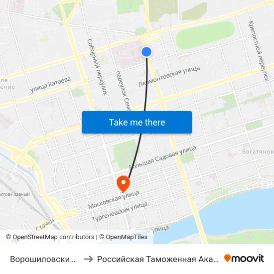 Ворошиловский Пр. to Российская Таможенная Академия map