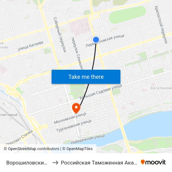 Ворошиловский Пр. to Российская Таможенная Академия map