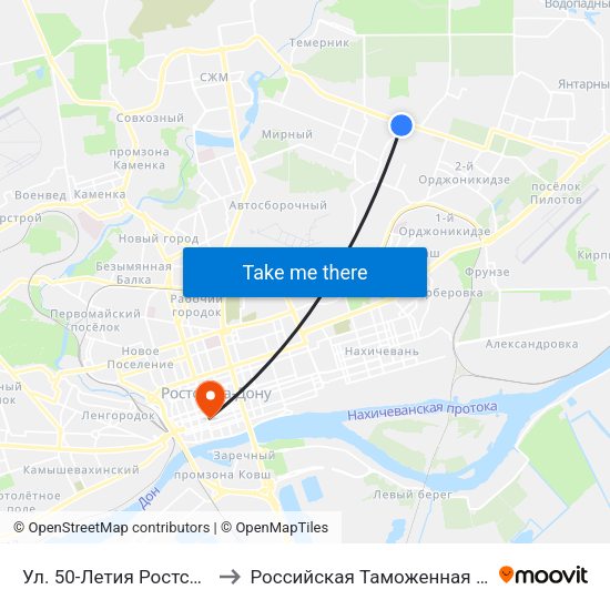 Ул. 50-Летия Ростсельмаша to Российская Таможенная Академия map