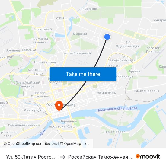 Ул. 50-Летия Ростсельмаша to Российская Таможенная Академия map