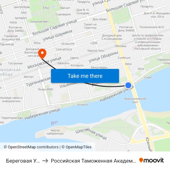 Береговая Ул. to Российская Таможенная Академия map