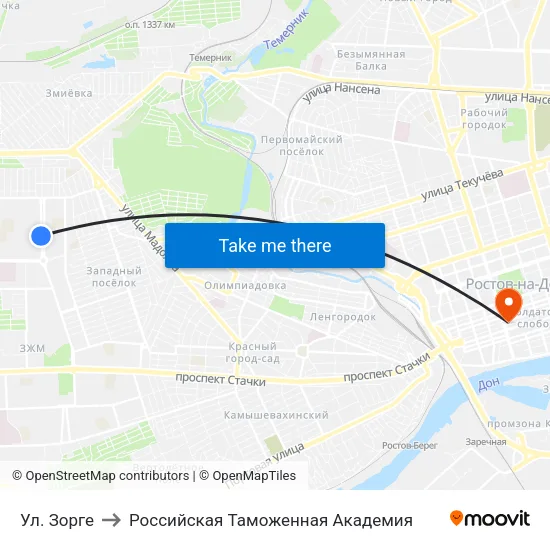 Ул. Зорге to Российская Таможенная Академия map