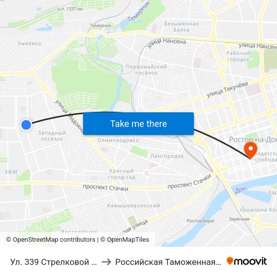 Ул. 339 Стрелковой Дивизии to Российская Таможенная Академия map