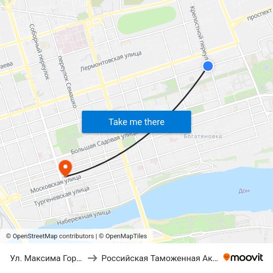 Ул. Максима Горького to Российская Таможенная Академия map