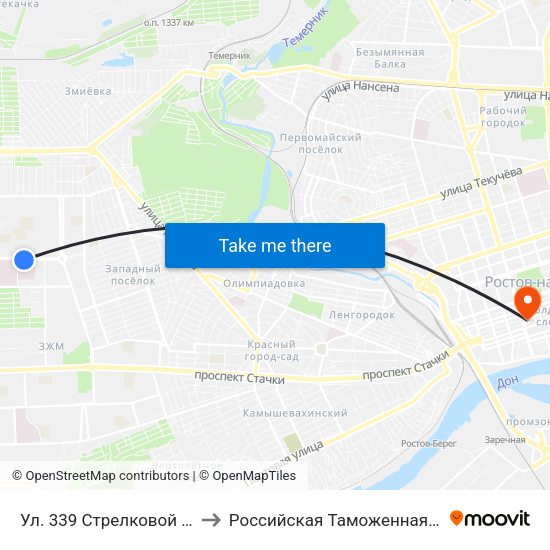 Ул. 339 Стрелковой Дивизии to Российская Таможенная Академия map