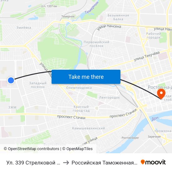 Ул. 339 Стрелковой Дивизии to Российская Таможенная Академия map