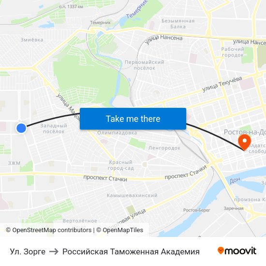 Ул. Зорге to Российская Таможенная Академия map
