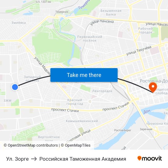 Ул. Зорге to Российская Таможенная Академия map
