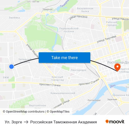 Ул. Зорге to Российская Таможенная Академия map