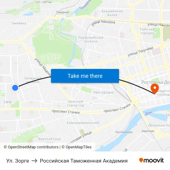 Ул. Зорге to Российская Таможенная Академия map