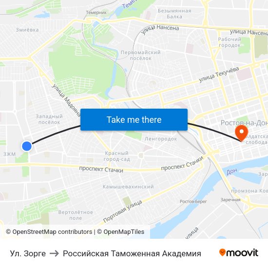 Ул. Зорге to Российская Таможенная Академия map