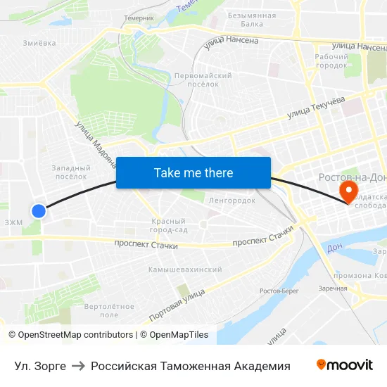 Ул. Зорге to Российская Таможенная Академия map