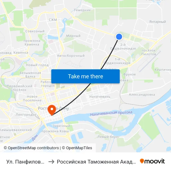 Ул. Панфиловцев to Российская Таможенная Академия map