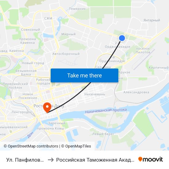 Ул. Панфиловцев to Российская Таможенная Академия map
