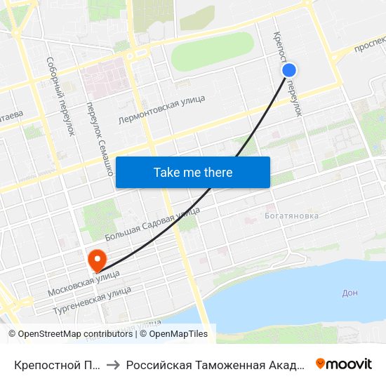 Крепостной Пер. to Российская Таможенная Академия map